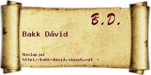 Bakk Dávid névjegykártya