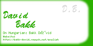 david bakk business card